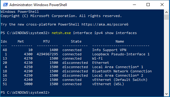 List of network adapters